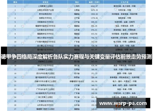 德甲争四格局深度解析各队实力赛程与关键变量评估前景走势预测